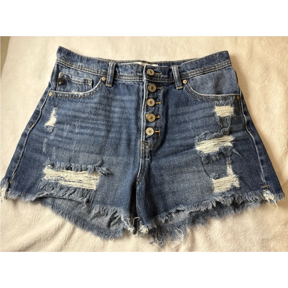 Distressed Blue Denim Shorts
